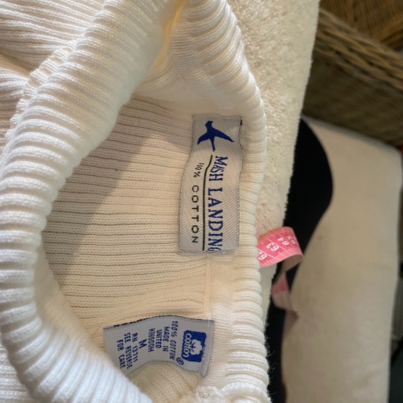 Marsh Landing Mock White Short Sleeve 100% Cotton Turtleneck Ribbed Shirt… - Picture 5 of 5